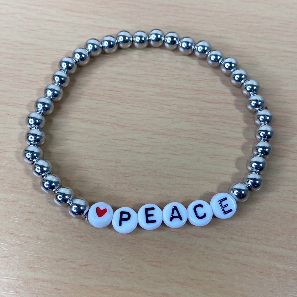 Peace love elastic bracelet